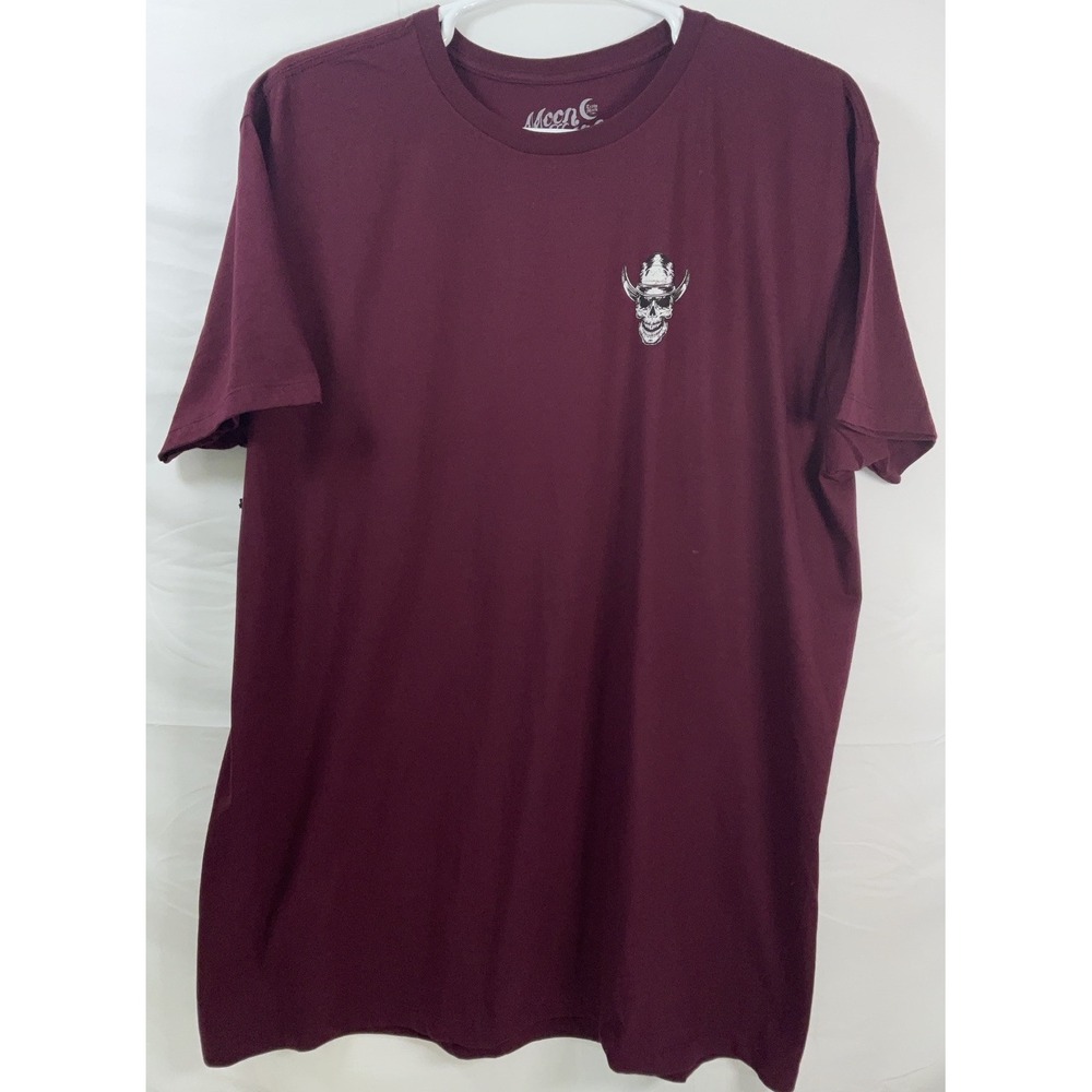 NWT Men Brad‎ Paisley Moon Shine Spirit Skull Cross Guitars T-shirt Burgundy XXL